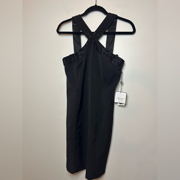 Laundry by Shelli Segal Beaded Criss Cross Halter Dress Black Size 4 - Picture 3 of 10